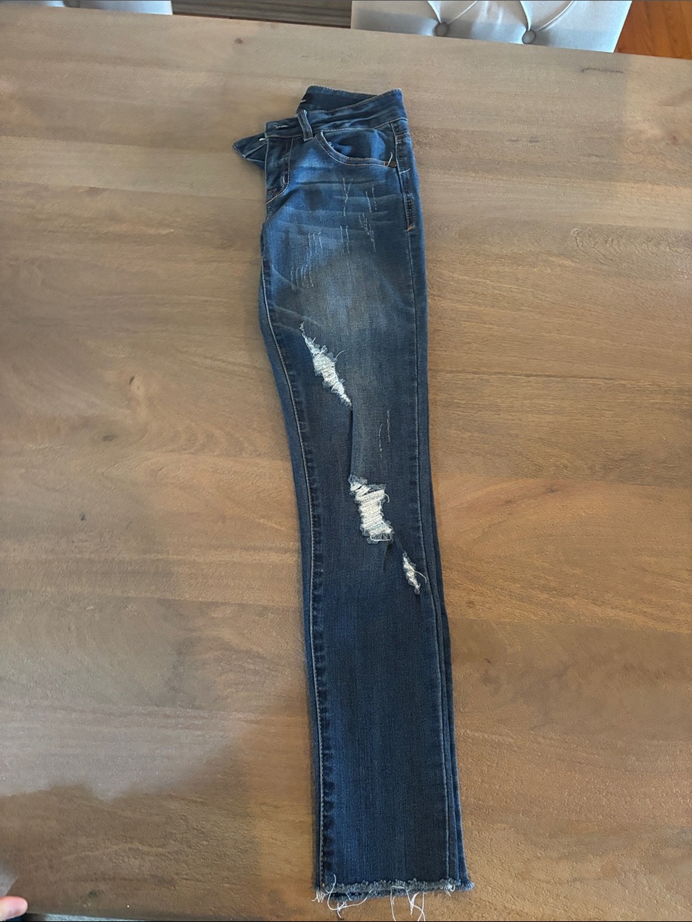 1822 Denim Dark Blue Distressed Skinny Jeans